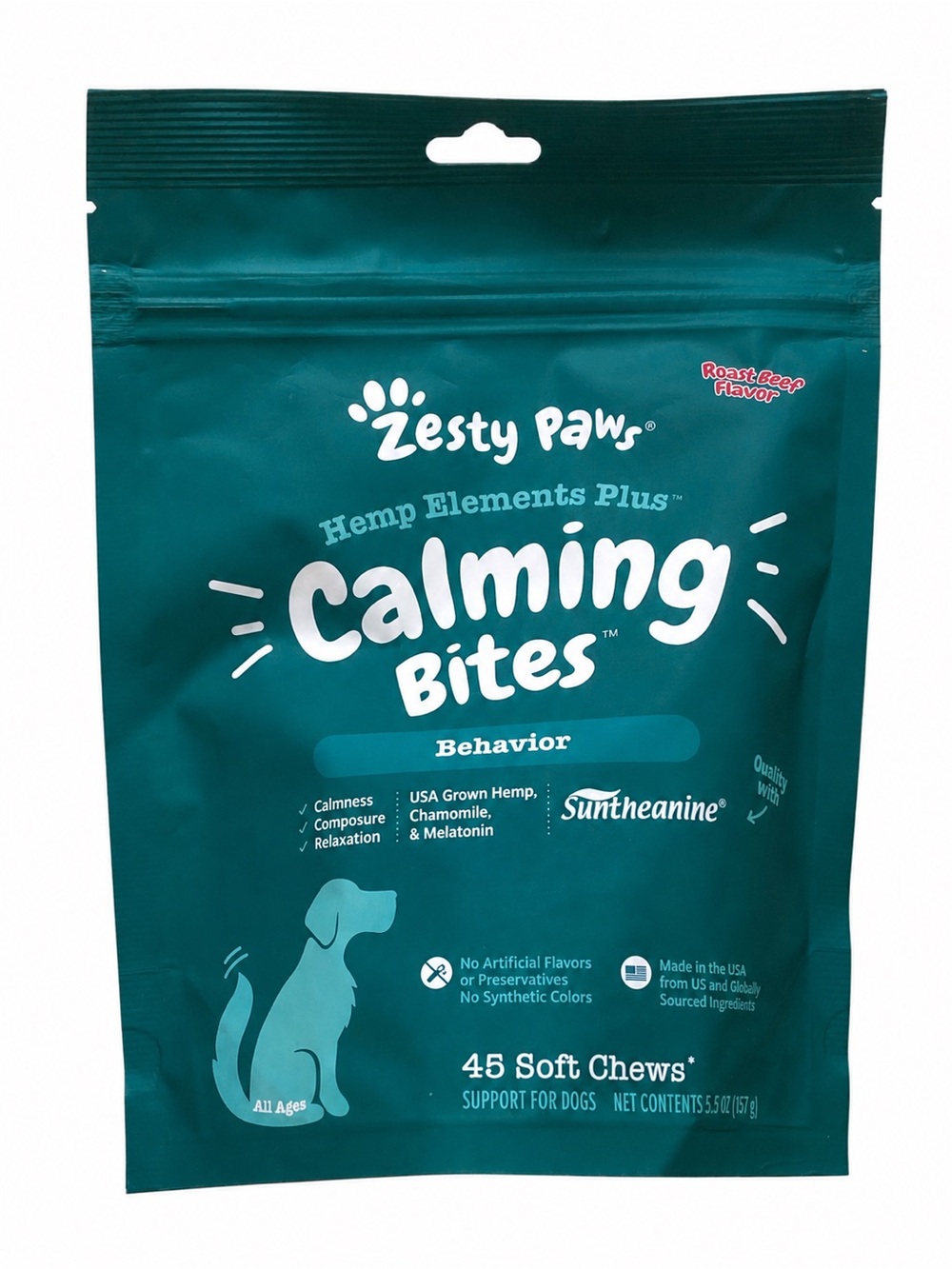 Zesty Paws Calming Bites 45 Soft Chews For Dogs New